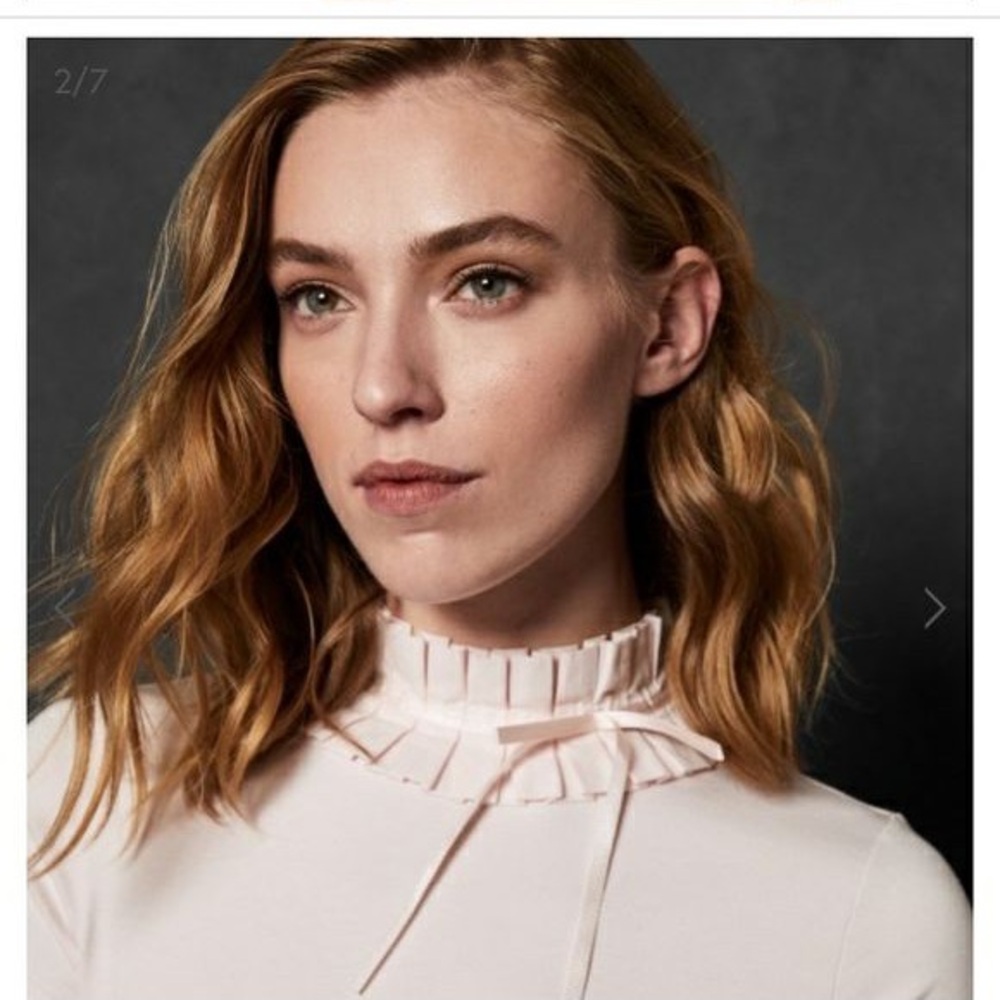 Ted Baker London Nichola Ruffle Neck Fitted Tee